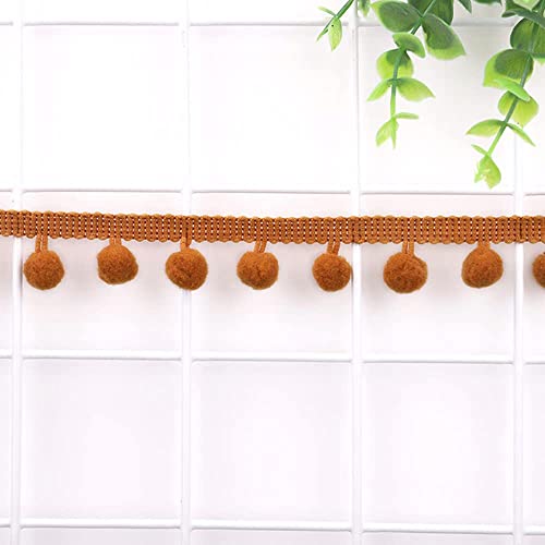 Pompom Board, 12 mm, voor het vervaardigen, decoratie tape met pompons, ballen, pompons, franjes, decoratieve lint, decoratieve plank, naaiaccessoires voor doe-het-zelf ambachten, kleding, kostuums, naaien, decoratie, lichte koffie