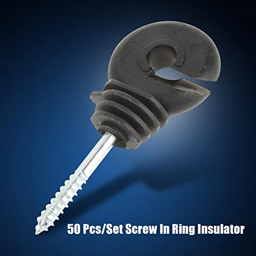 50 stuks/Set Ring-isolatoren Hekwerkisolatoren Zwarte schroef-in Ring-isolatoren Hekwerkaccessoires voor houten berichten 5