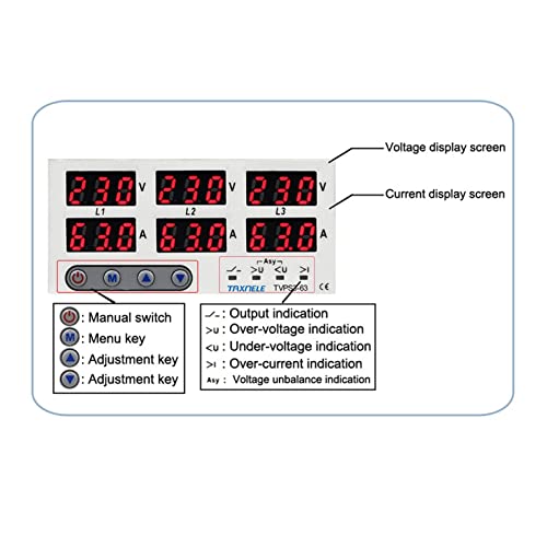 AC 390-500V Vermogensmeter 3 fase DIN Spoor Voltmeter Ammeter Automatische Overspanning Overstroombeveiliging Digitale 3 Fase-energiemeter (40A)
