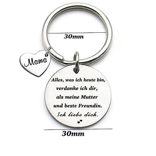 Mama Cadeau Alles Ik ben vandaag, danke ich dir, als mijn moeder en beste vriend. Sleutelhanger beste mama Ooit sieraden Moederdag Verjaardagsgeschenk van dochter aan moeder, zilver, M, zilver