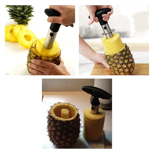 Ananassnijder Plastic roestvrij staal Ergonomische handgreep Eenvoudig te gebruiken Ananas Boor Keuken Gereedschap voor Fruit Stands Huishoudelijke keuken 3