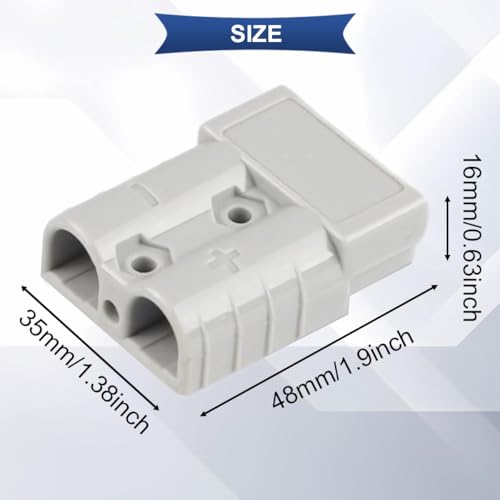 Verpakking van 4 50A Battery Connector Quick Connector/Separation 600V 6-12 Gauge Fire Retardant Red/Grey Connector met Rubber Seal stofdichte dop 4