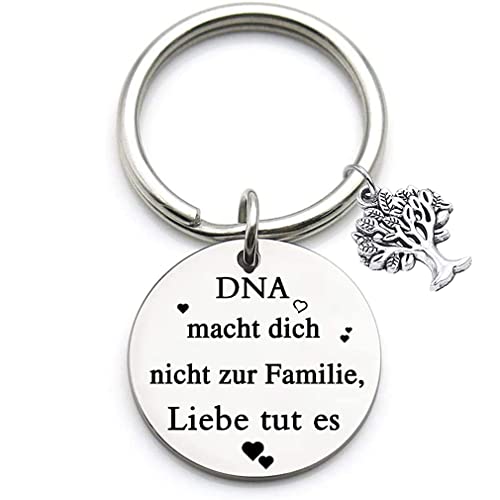 Boots sleutelhanger geschenken DNA macht Sie nicht Familie Liebe tut Sleutelhanger Stiefmoeder Gift, Stiefvader Gift, Adoptie Sleutelhanger, Zilver, M, zilver