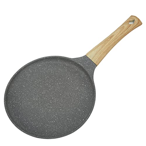Frying Pan, Ronde platte bodem pannenkoeken, Zonder Stick, Grijs, Aluminiumlegering, Omelet Pan, Pannenkoek Keuken Pan, Rijstballen (28cm)