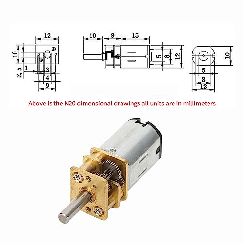 Versnelling Motor Snelheidsreductie met metalen versnellingsbak GA12-N20 DC 12V 60/500/1000RPM Versnelling van de snelheidsreductiemotor (60RPM) 5