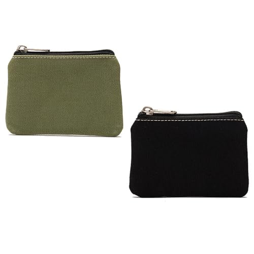 2 stuks kleine Canvas portemonnee Zipper Pouch geld portemonnee zak Coin Pouch kaart houder Portable Mini Change Portemonnee voor vrouwen Heren Kinderen Munt Credit Card ID-kaartsleutels, Multicolour, klassiek