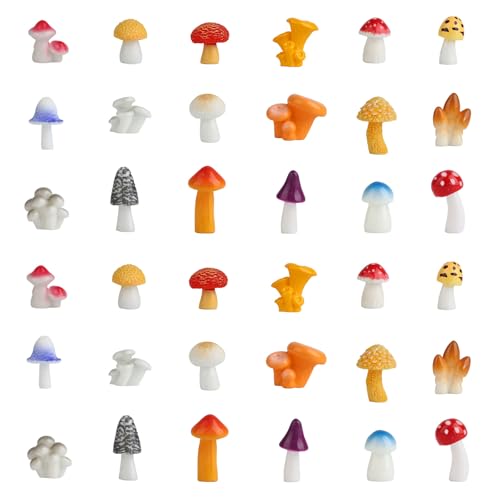 36 st. Minihars Paddestoelen, 18 Styles Kleurrijke Miniatuur Paddestoelen Kleine Mini Figuren Home Fairy Garden Dollhouse Micro Landscape Cake Outdoor DIY Ambachten Decoratie