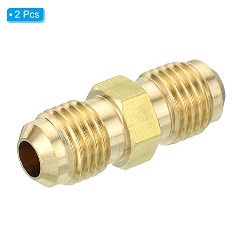 1/4" Man x 1/4" Man Messing Flare Union Connector, 2 st Gas Adapter Messing Buis Koppelende Pijp Past voor slangen Fitting 3