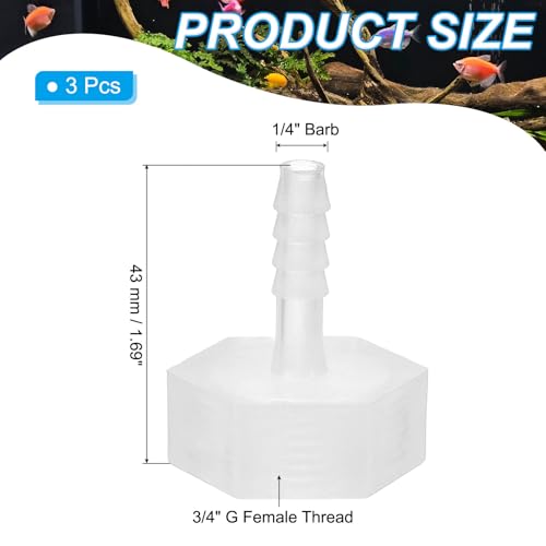 Set van 3 kunststof slangen Barbs, 1/4 inch Barb x 3/4 inch G Vrouwelijke Thread Adapter Connector Pijp geschikt voor water vloeibare luchtgas brandstof