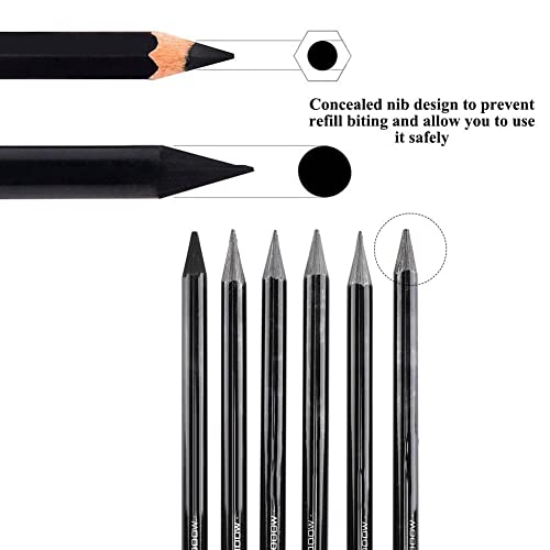Set van 6 Charcoal Drawing Pens Professionele Sketch Pencils in HB tot 8B met Shatterproof Graphite Core en Houten Shaft voor kunstenaars, Architecten en studenten 3