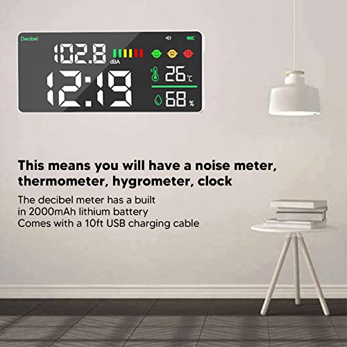 11in LED Noise Level Meter met Temp Humidity Clock Decibel Meter 4 in 1 voor DB Temp Humidity Tester Noise Level Meter voor Classroom Studio Home 3