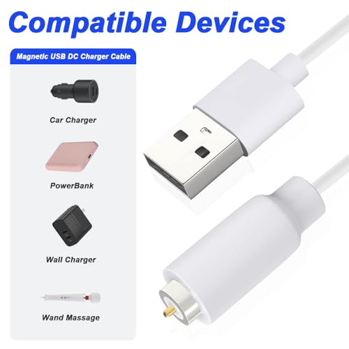 DC USB Magnetic Charging Kabel Vervanging DC Magnetic Charging Kabel voor Massager Wall Charger (Wit, 30cm) 4