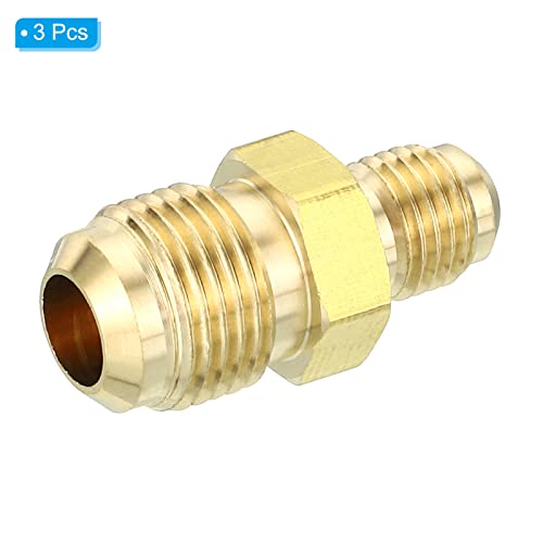 1/4" Man x 3/8" Man Messing Flare Union Connector, 3Scs Gas Adapter Messing Buis Koppelende Pijp Past voor slangen passen 3