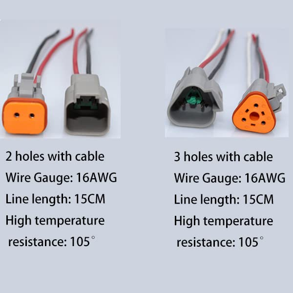 DT Plug afgesloten plug Grey Man Vrouwelijke Auto Waterdichte Elektrische Draadplug met 16 AWG Kabel voor Motor Scooter Autoboot (1 Set x 2 Pin, 1 Set x 3