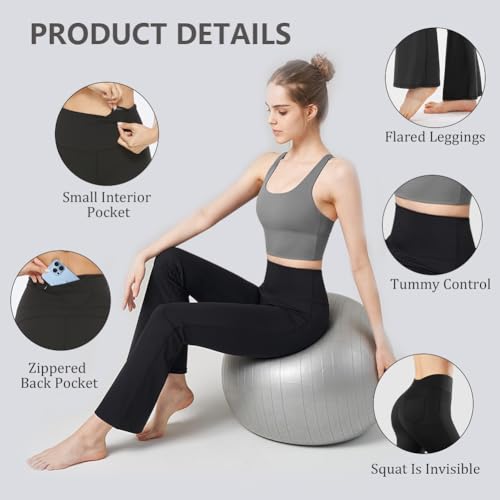 Bootcut Yoga Pants Stretch Bootleg Pants High Waist Flared Leggings met Pockets Abdominal Control Werk Broeken voor het werk Sport Vrije Bootcut XL 3