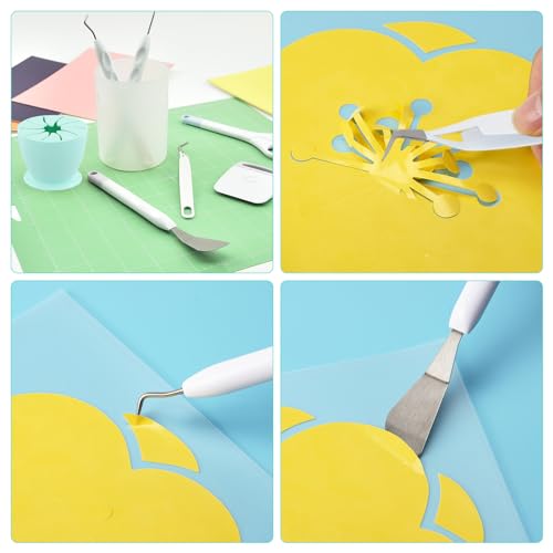 8 stuks Vinyl Plotter Accessoires, DIY Craft Tool Set met opslagzak, schaar, scrap verzamelaar, Unraster Hook, Tweezers, Spatula, onkruid, Flaring Tools, Plotter Set voor 4