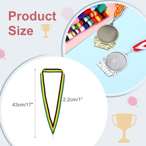 Award Neck Ribbons met Click Clips, 66 stuks Polyester Medal Lanyards Blanco Award Ribbon voor Competition Performance Sport Party Zwart/Geel/Groen