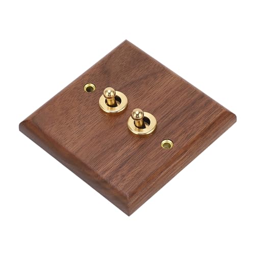 Dubbele Schakelschakelaar Rocker Switch Switch Wandplaat Retro Walnut Houten Wandmontage Panel met messing schroef 50Hz 250V voor binnen elektrische Socket decoratie