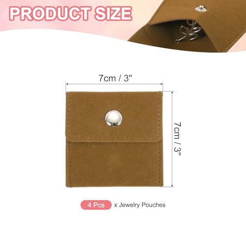 3x7 Inch sieraden zak, 4 Pack fluweel zakjes Snap knoop draagbare opslagzak voor oorbellen armbanden ketting ringen horloge, geel