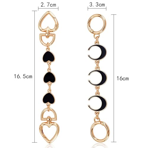 4 st. Bag Extender kettingband, leuke handtas vervanging wit & Black Extender vervanging accessoires metalen ketting met hart Crescent Maan patroon Belt Bag Making Supplies