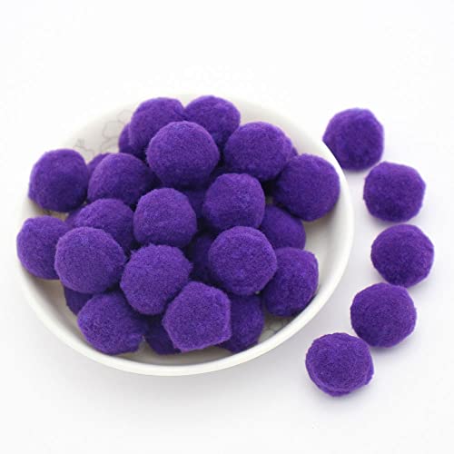 25mm ca. 36 stuks kleurrijke mini pompons voor het maken van vilten ballen kleurrijke pompon ballen kleine pompons pluizige pluche ballen voor het versieren van decoreren naaien DIY creatieve ambachten, violet
