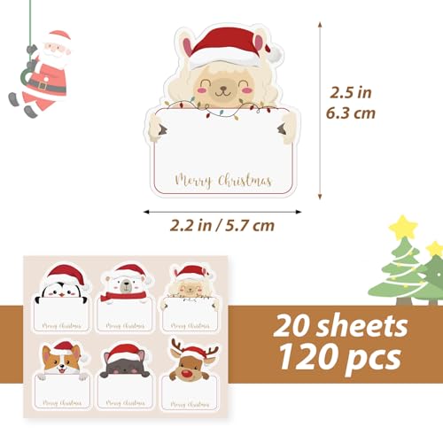 120st Kerstlabels Stickers Kerstcadeau Sticker Sticky Labels Vrolijk kerstlabel Tags Stickers Zelfklevende etiketten voor cadeaus Kaarten Envelop Bags