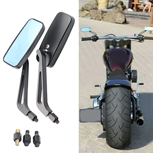 Rechthoekige Motorfiets Spiegels, Universele 2 Piece Motorfiets Rearview Spiegel Rechthoekige Aluminium Legering Stuurspiegel voor Motorfiets