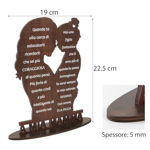 Cadeau voor moeder middelpunt Moeder Compelanno Houten Teken met Inscriptie Een Mia Mama Originele Gift Moederdag Verjaardag Dames Kerstmis