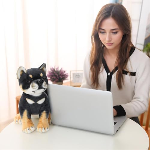 Shiba Inu knuffelspeelgoed, 35 cm, pluche hond, knuffelspeelgoed, hond, Levensechte Lying Dog, Plush Doll, Simulatie, Dier, Doll, Plush, Slapende Honden, voor Kinderen, Meisjes, Cadeau 5