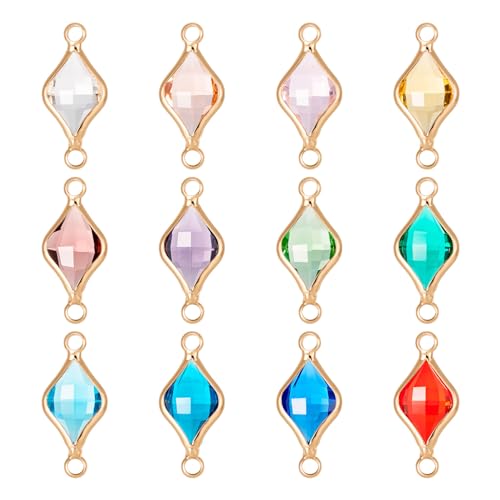 Rhinestone Charms & Links Connectors Geboortesteen Dangle Charms Kralen voor DIY ambachten ketting armband sieraden maken, glas, glas