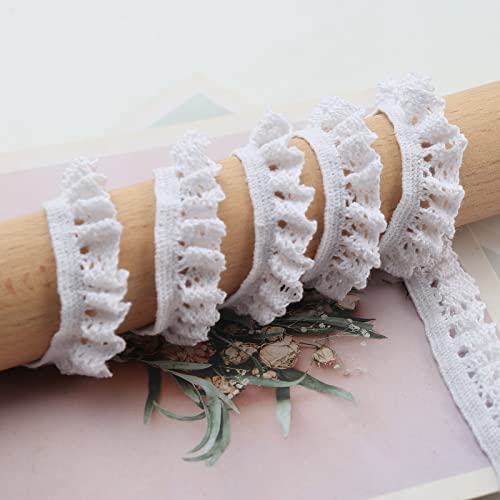 Vintage Lace Ribbon Cotton Lace Ribbon Decor Band Decoratieve Band Kant Stof Kant Band voor Naaiwerk Bruiloft Decoratie Scrapbooking Gift Box Wit 10 m