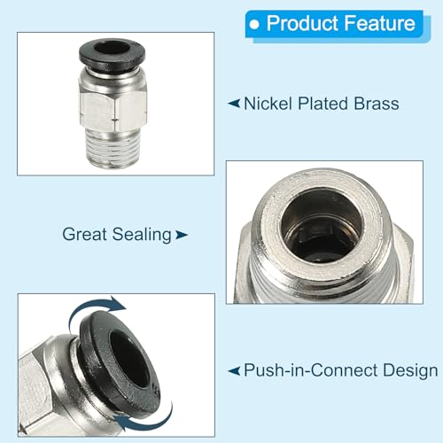 6mm x 1/8 inch NPT Push om mannelijke draad te verbinden, 4st Straight Quick Coupling, lucht en water Pneumatische lijn Aansluitslang 4