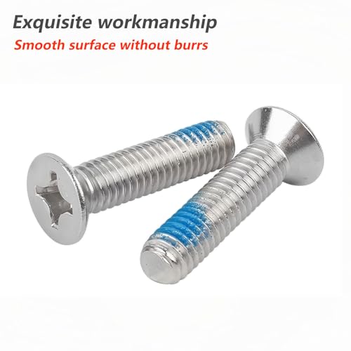 Verpakking van 20 kleine Phillips Countersunk Head Schroeven M5 x 10 mm 304 Roestvrij staal Doseerschroeven Anti-Loosening Niet-slip Volledige draadschroeven voor machineapparatuur en 5