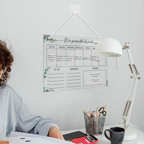 Wekelijkse Planner Wasbaar Wekelijkse Planner Magnetische Acrylic Dining Planner Week 30 x 20 cm Family Planner Planning Boards Whiteboard met 6 Wis Markers 1 Haak Witte koord Weekkalender Planning Board 5