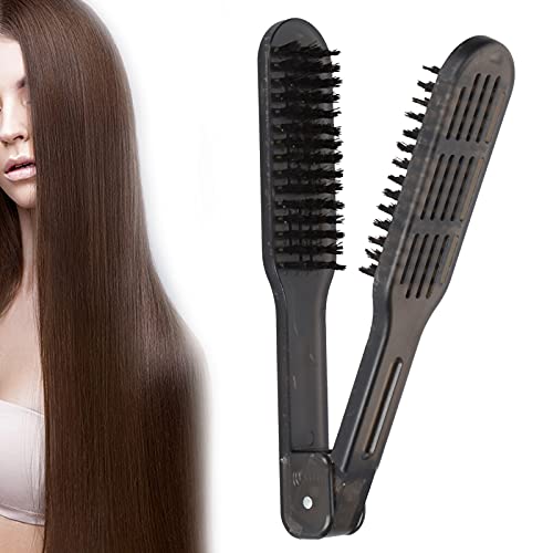 Double Sided Borstel Hair Straightening Comb, Hair Comb Hair Straightening Comb Styling Tools Bristle Comb Clamp, voor het verminderen van Split Ends van uw haar 4
