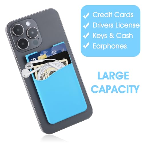 5 Pack kaarthouder voor telefoon geval, Silicone telefoon portemonnee Stick Aan, Sticky Mobile Telefoonportemonnee Lijm Credit Card Case Heavy Duty Double Pocket Sticker voor alle smartphones 5
