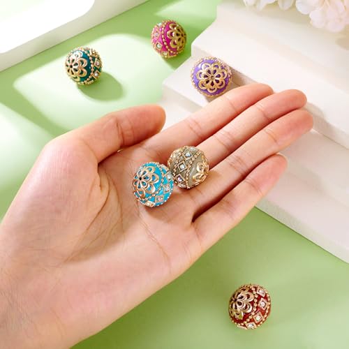 5st Indonesië kralen 19mm Ronde Indonesische stijlen Spacer kralen met metalen bevindingen Kleurrijke barokke kralen voor DIY armband ketting oorbellen sieraden maken, 5st 5