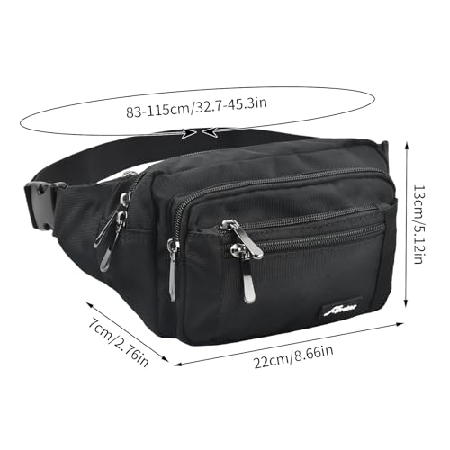 Mannen grote tas met regenbescherming Unisex Nylon met 5 aparte afdelingen Verstelbare riemtas voor reizen Wandelen Outdoor Black One Size Classic, Black, Classic