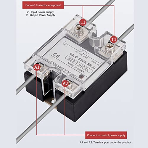 SSR-1 D4810 Solid State Relay, 10A Semiconductor Relay Module 3-32V DC tot 24-480V AC, met transparante hoes voor Home Control