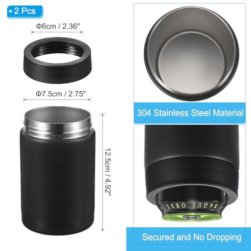 Slim Can Cooler, 2 stuks 12oz Skinny Kan geïsoleerd bier sleeve Drink houder voor bier soda koffie reguliere bussen en flessen, zwart