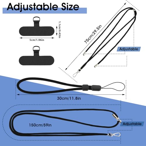 Crossbody telefoon Lanyard en polsband, verstelbare Nylon Neck Strap, multifunctionele telefoon Lanyards, universele ketting telefoon Lanyard met 2 Patch telefoon Accessoires voor de meeste smartphones