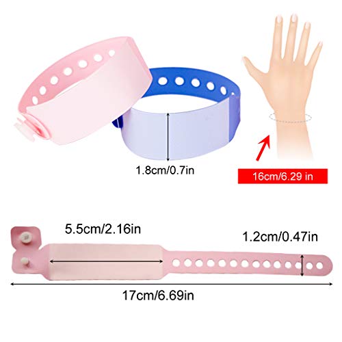 Kids ID polsband, 100 Pack wegwerpbaar Event Polsbandjes PVC ID Band voor Kinderen Veiligheid armband - (Kinderen, Roze + Blauw + Groen + Geel) 5