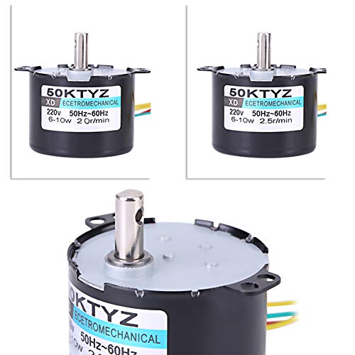50KTYZ AC 220V 10W 0.5A Small Electric Low Speed Permanente Magneet Synchroon Motor CW/CCW 2.5/20RPM High Torque Metal Gereed voor Rotisserie Turntable(2,5 bochten) 5