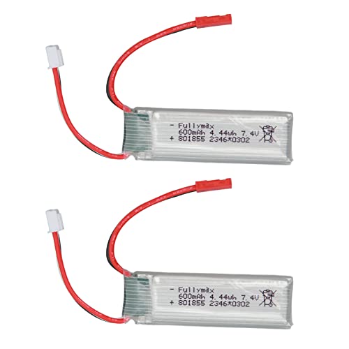 RC vliegtuig Lithium batterij, 2 stuks 7.4V 600Mah RC vliegtuig vervangingsbatterijen met JST rode plug Overload Beschermende V voor WLtoys XK A280 RC vliegtuigen