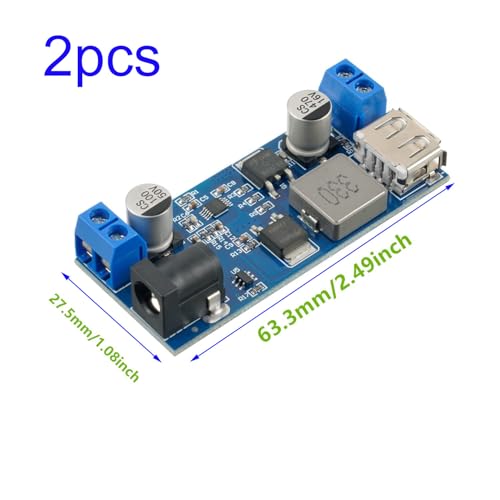 DC 9V 12V 24V naar DC 5V 5A Stap omlaag Converter, 9-36V Stap omlaag naar USB 5V Transformer Dual Output Voltage Regulator Plate [2 Pack] 3