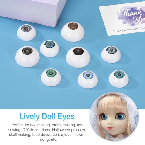 24mm Poppenogen, 2Stuks Realistische Acryl Ogen Plastic Halve Ogen voor Poppen Maskers Halloween Props Art Craft, Geel Bruin 4