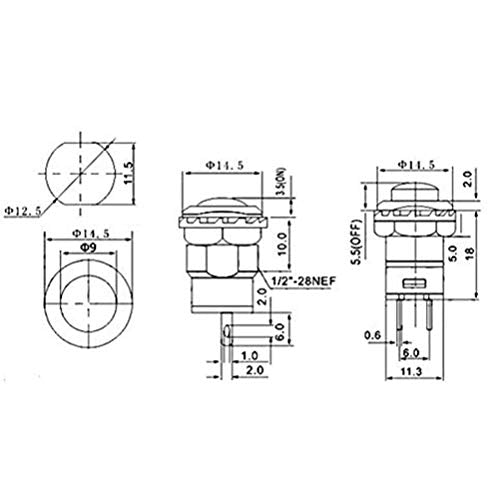 24st Aan/uit knop ronde drukknop 12mm DS-425A Aan/uit zelfsluitende drukknopschakelaar 6 kleuren 5