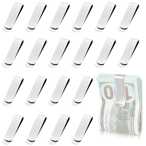 Set van 20 Stainless Steel Money Clip, Silver Slim Metal Money Clip Credit Card houder, Minimalistische portemonnee met voorzak voor mannen