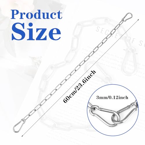 Roestvrij stalen kettingen, stalen ketting, 0,6 m roestvrij staal, ketting, schakelketting met karabijnhaak, roestvrij staal, ronde stalen ketting, roestvrij staal ketting voor hekpoorten