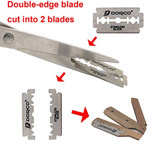 Professionele heren eermes met rechthoekige scheermes gemaakt van 100% roestvrij staal, vintage scheermes, 10 premium kwaliteit vervangende messen